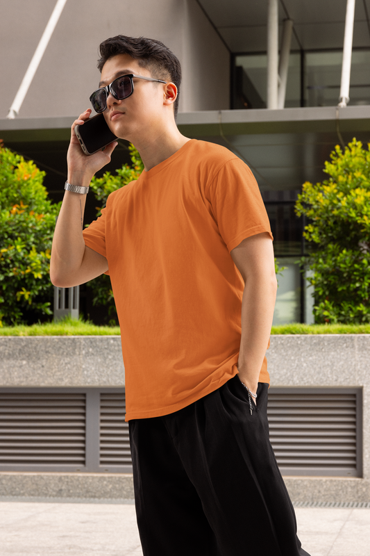 Orange Solid T-shirt