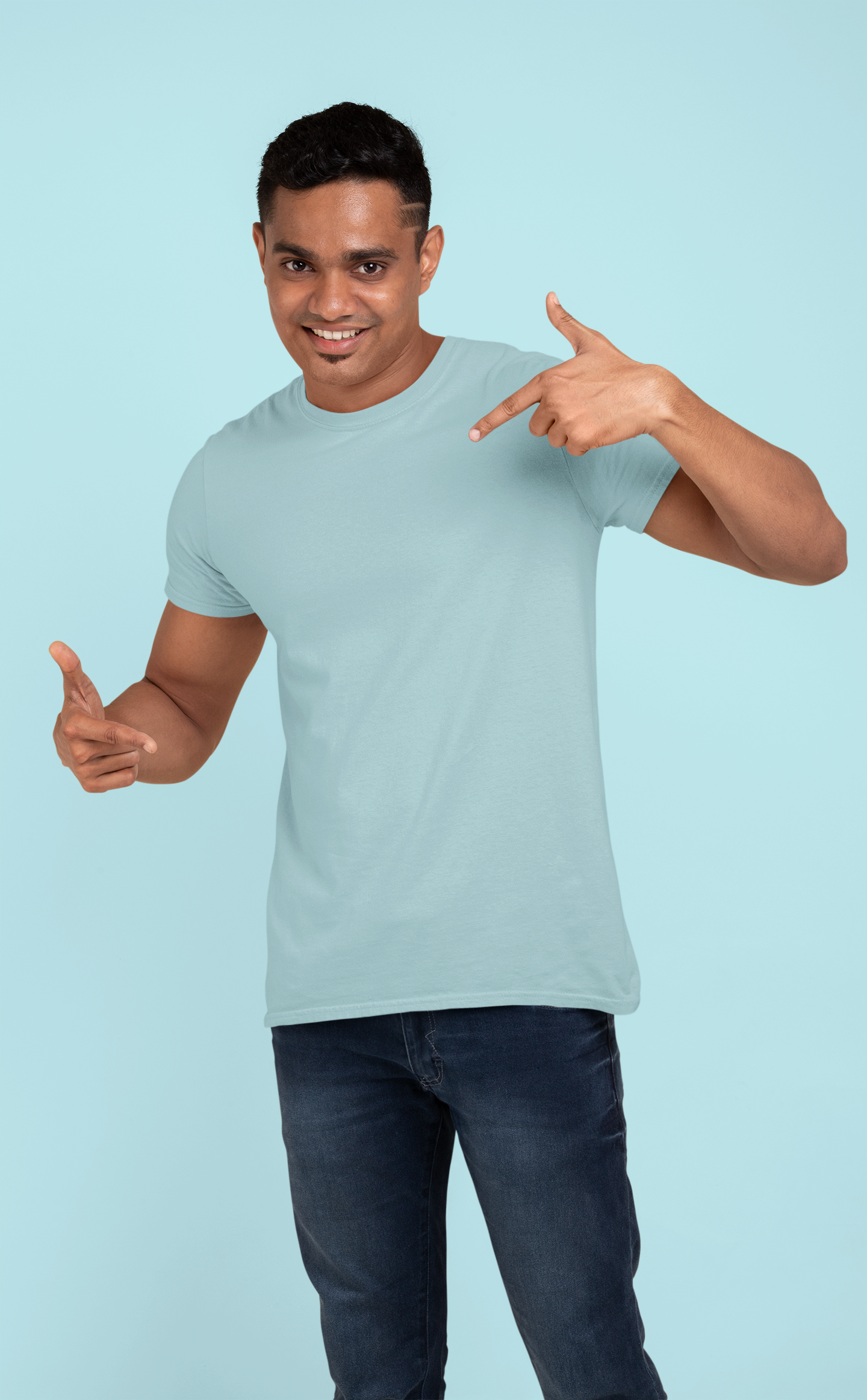 Cyan Solid T-shirt