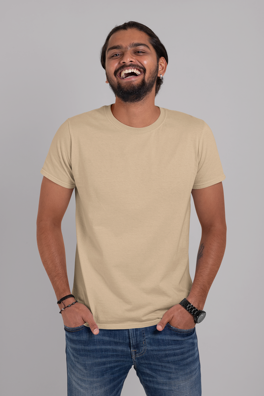 Beige Solid T-shirt